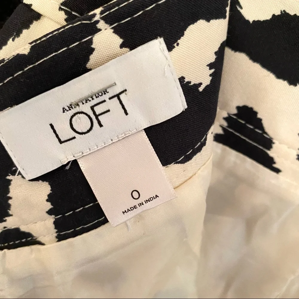 Loft Animal Print Straight Skirt Cotton Silk Blend - Picture 4 of 5